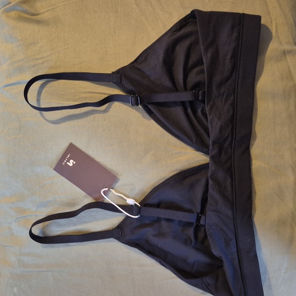 NWT INLYRIC Women's Inbarely Triangle Bralette Plunge Unlined Black Seamless Bra - Picture 9 of 12